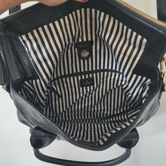 Kate Spade Black Pebble Leather Crossbody Purse Flap Snap Button Close - Picture 5 of 8